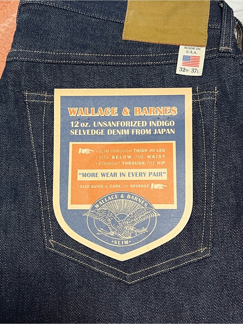 Wallace & Barnes Unsanforized Indigo Selvedge Jeans - Dark Indigo